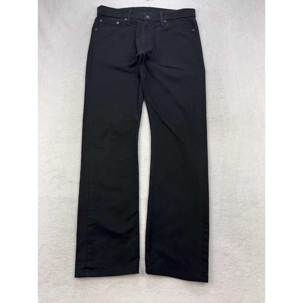 Levis 513 Jeans Men 33x32 Black Slim Straight Stretch Whisker Distress Denim